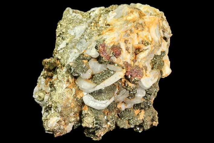 Pyrite On Calcite & Quartz - El Hammam Mine, Morocco #80364